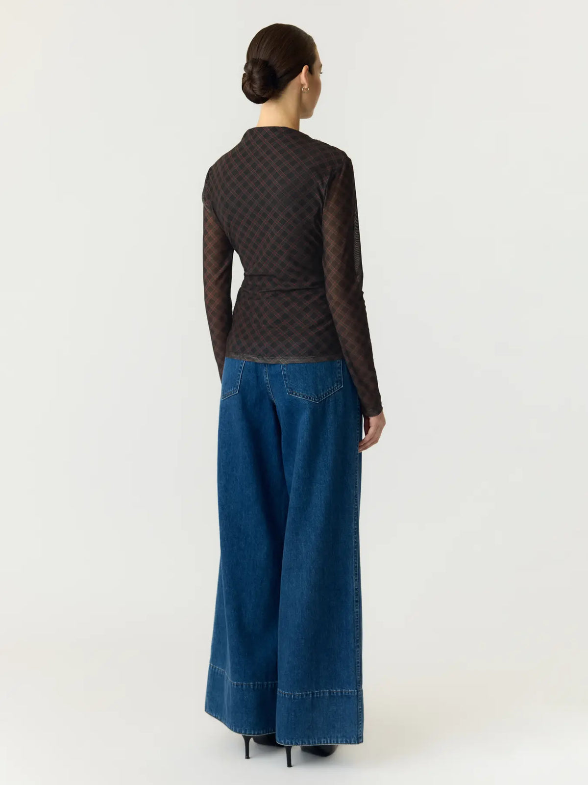 YAS Lunua Mesh Check Top