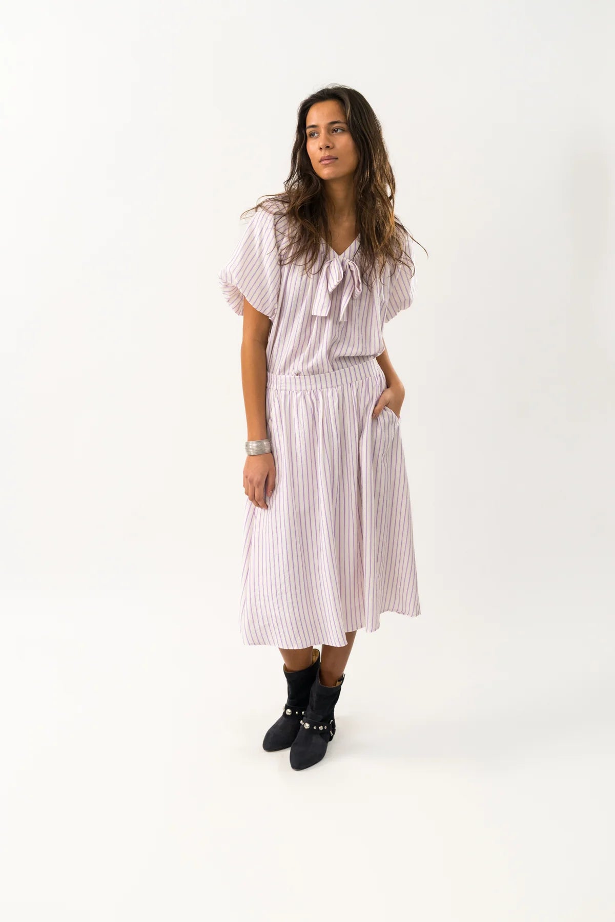 Lollys Laundry Pine Blouse - Lilac Stripe