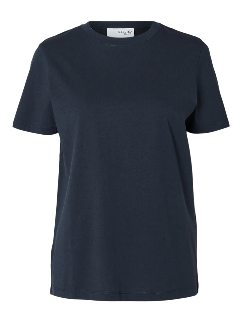 Selected Femme Essential O Neck Tee - Navy