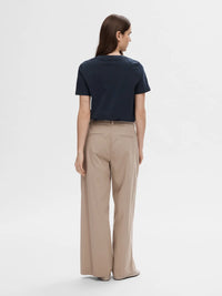 Selected Femme Essential O Neck Tee - Navy