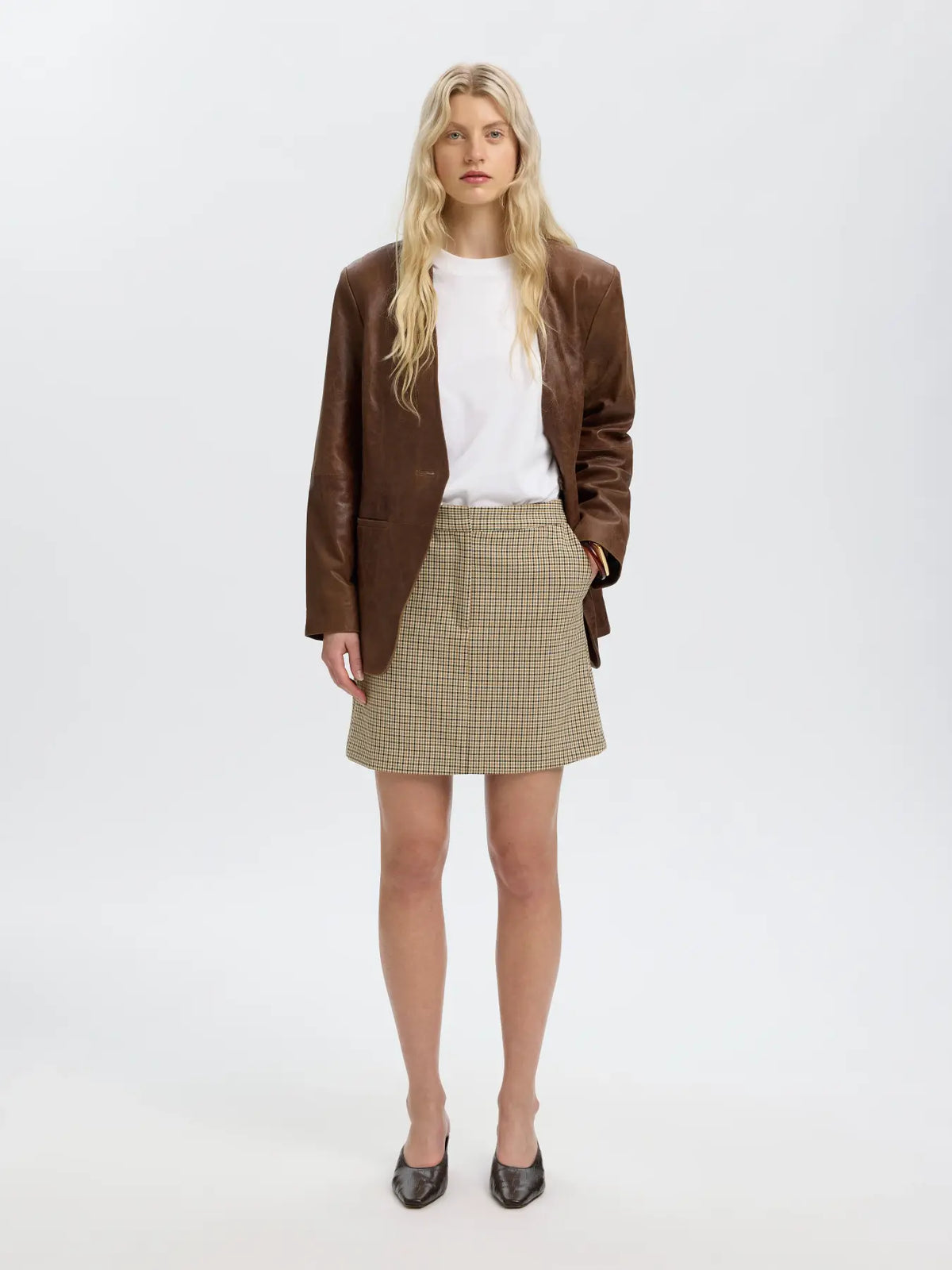 Selected Elara Check Skirt