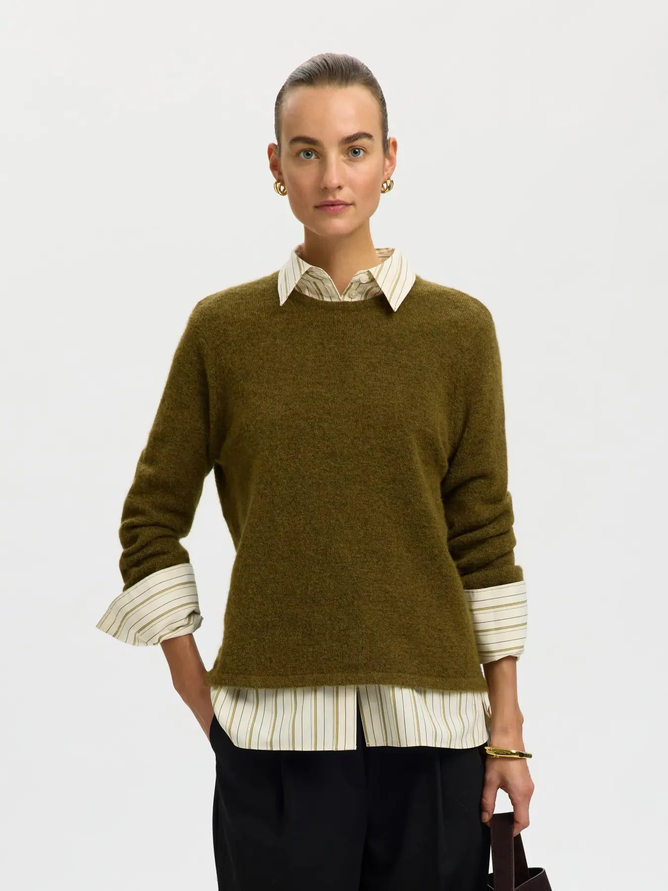Selected Lulu O Neck Jumper - Fir