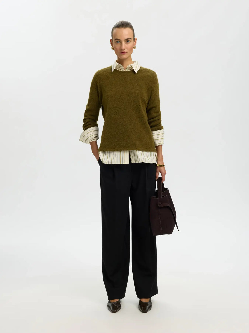 Selected Lulu O Neck Jumper - Fir