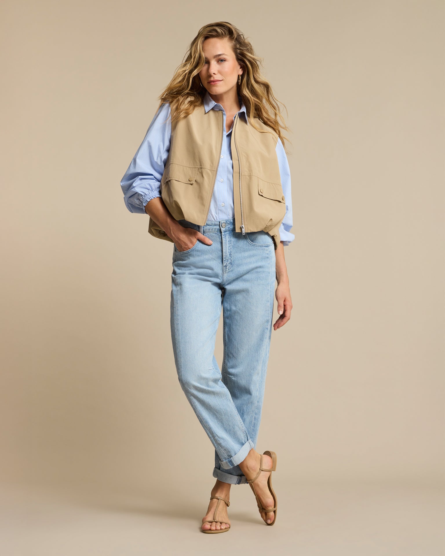 Red Button Ivy Waistcoat - Sand