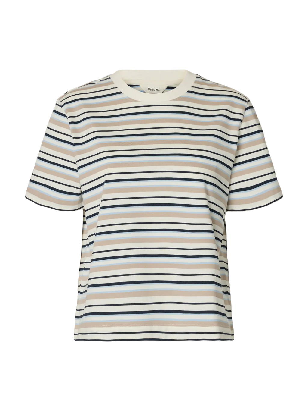 Selected Femme Striped Boxy Tee - Blue