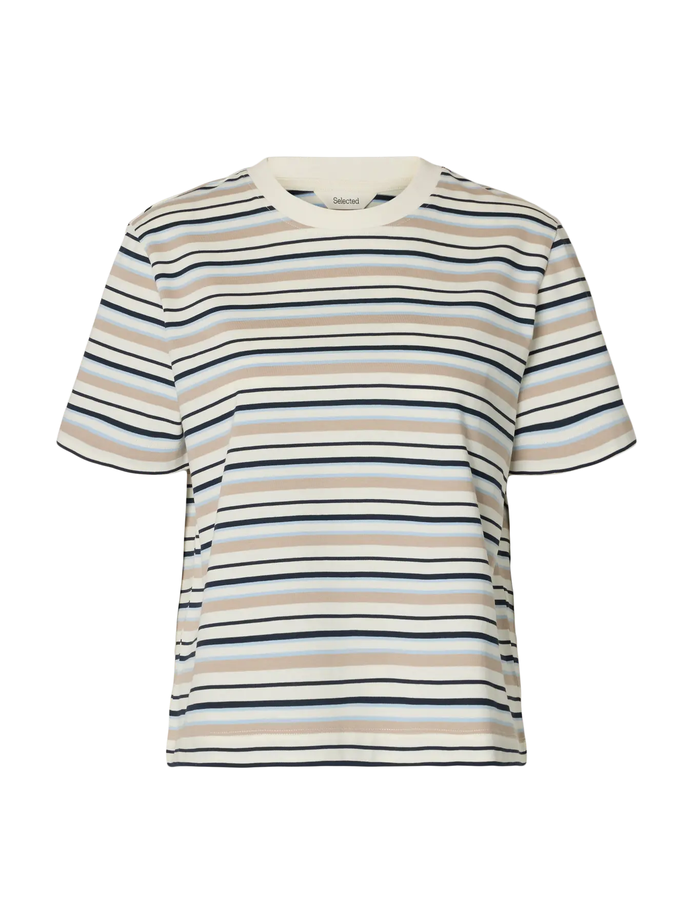 Selected Femme Striped Boxy Tee - Blue