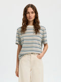 Selected Femme Striped Boxy Tee - Blue