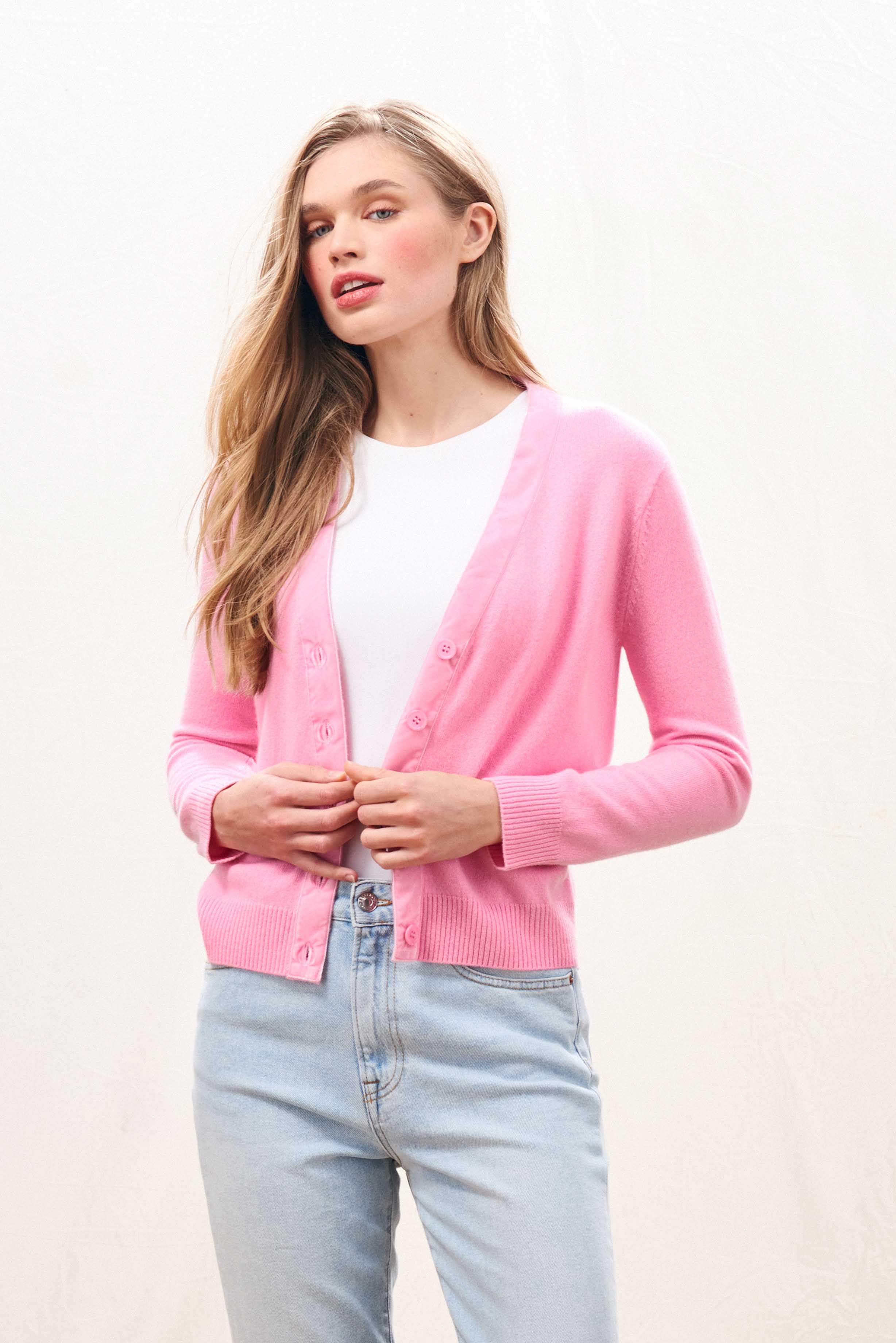 Jumper 1234 Velvet Little Cardi - Candy