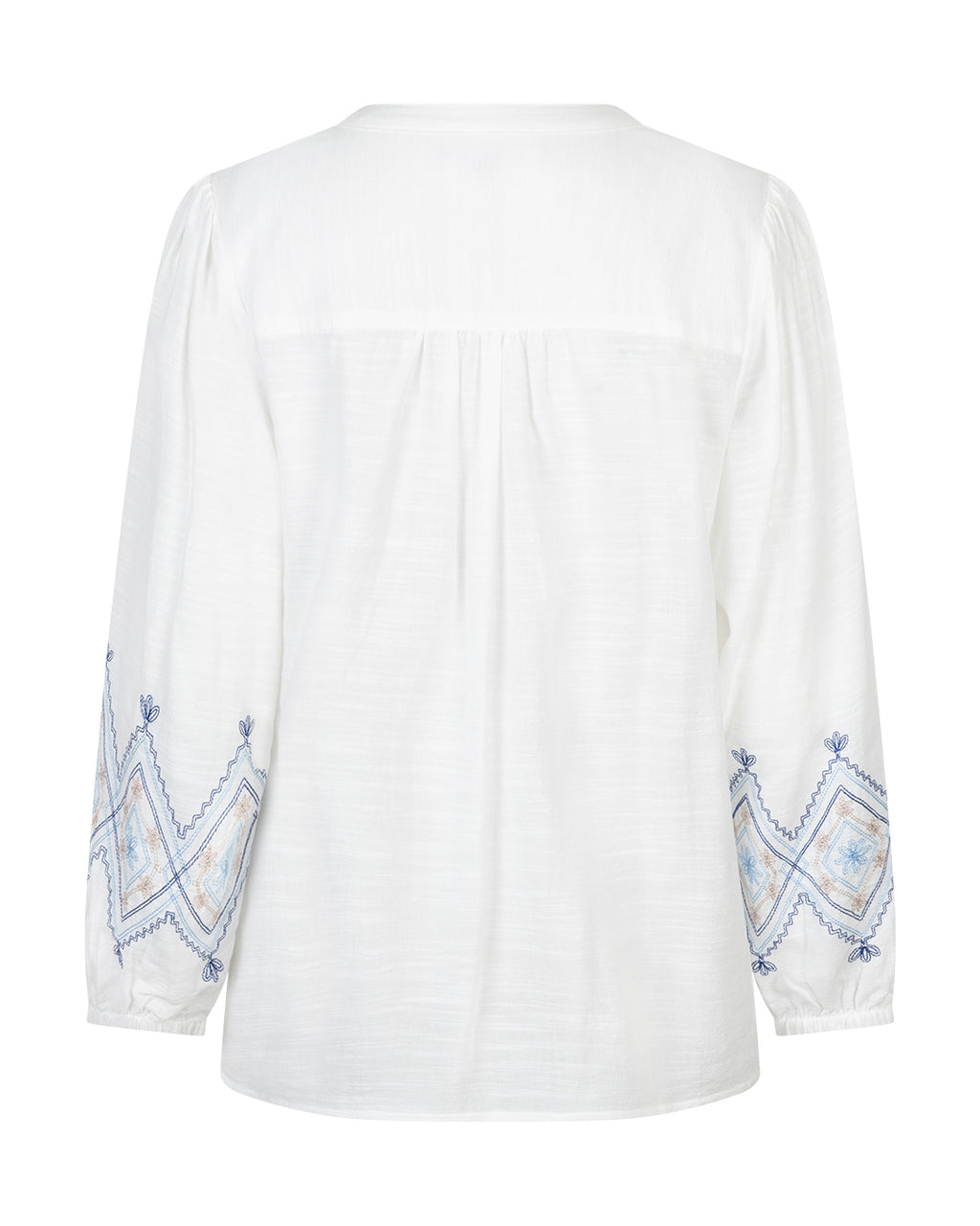 Red Button Blouse & Embroidery - Blue Multi