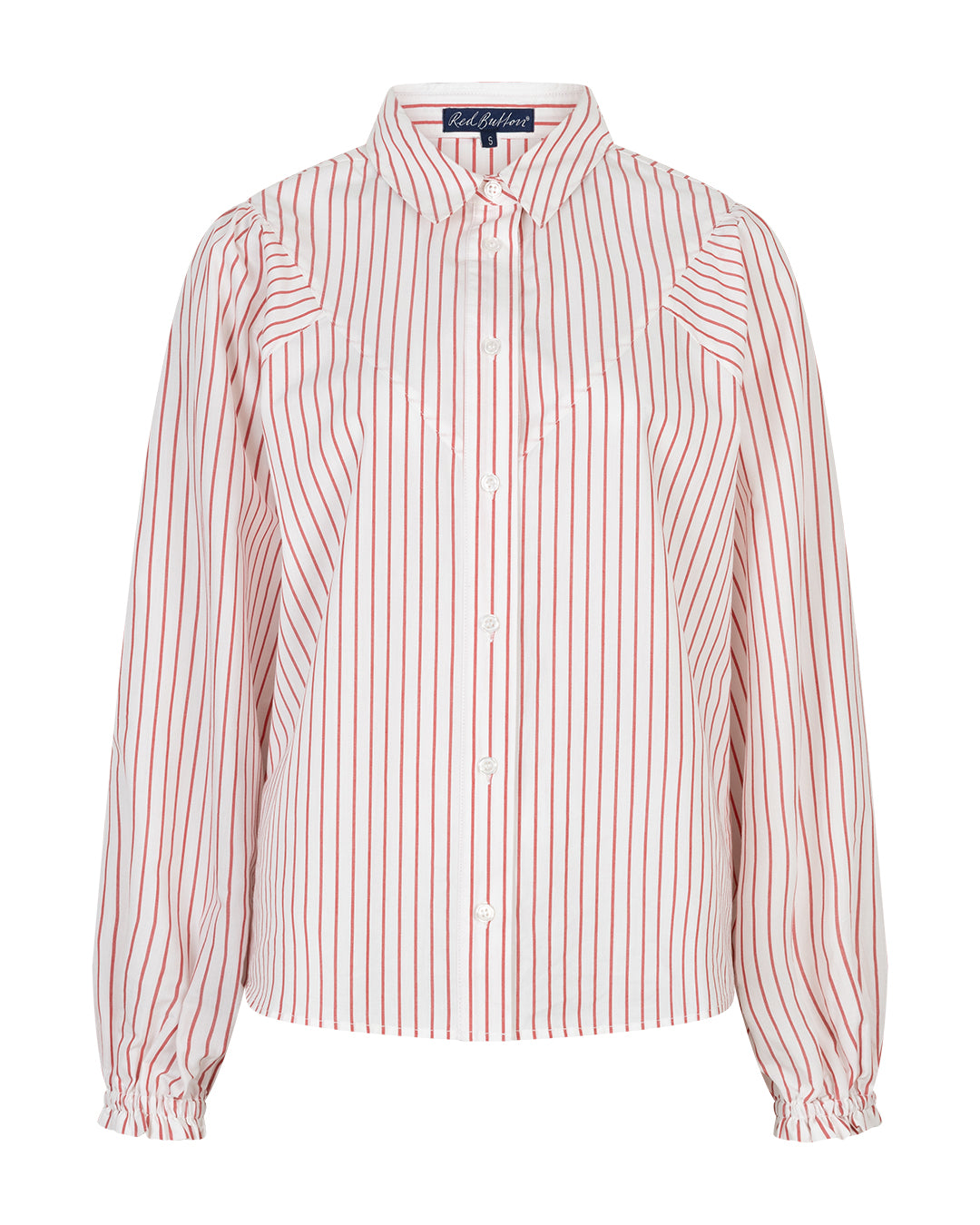 Red Button Victoria Poplin Stripe Shirt - Red