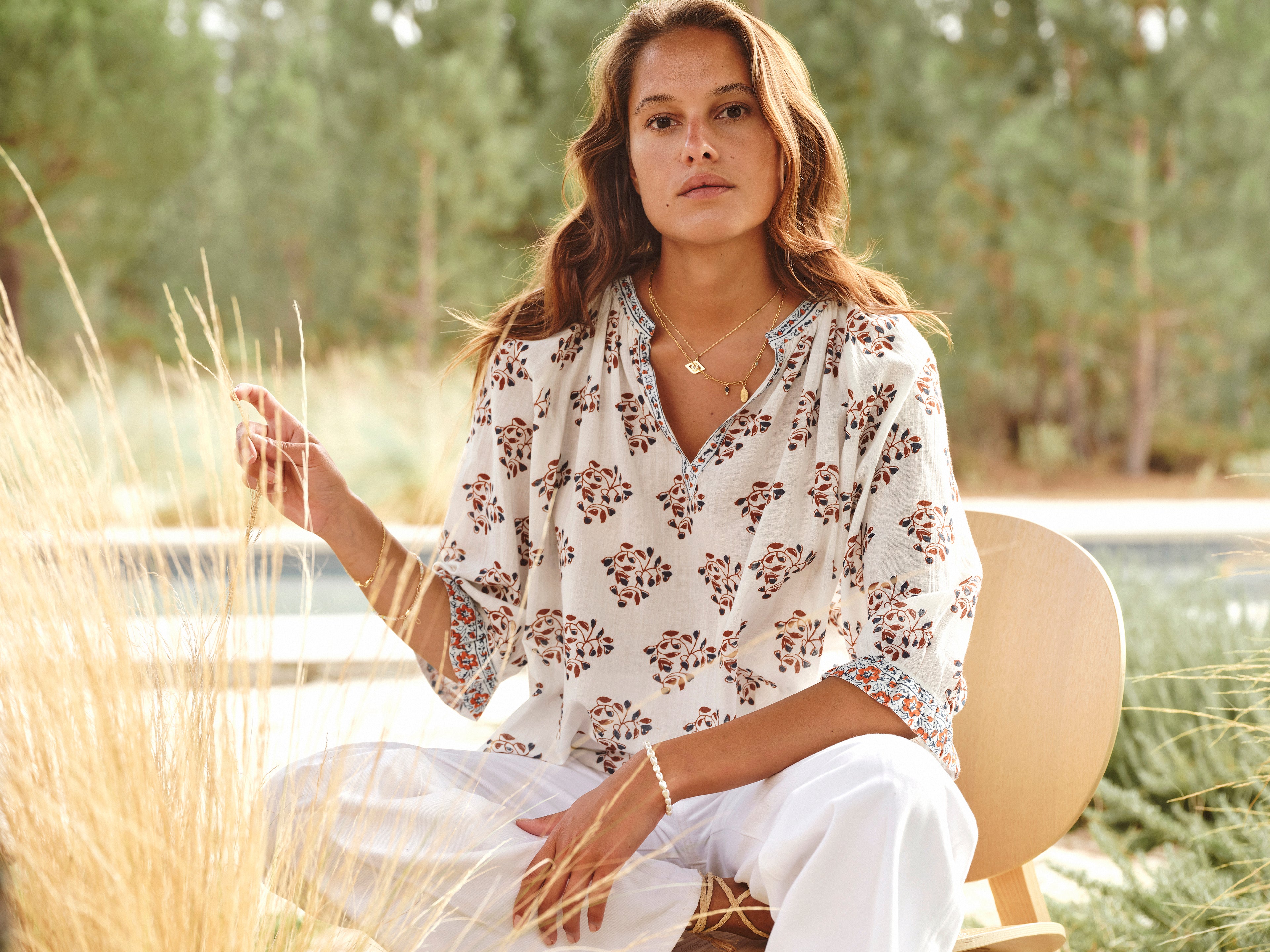 M.A.B.E Stella Long Sleeve Print Top