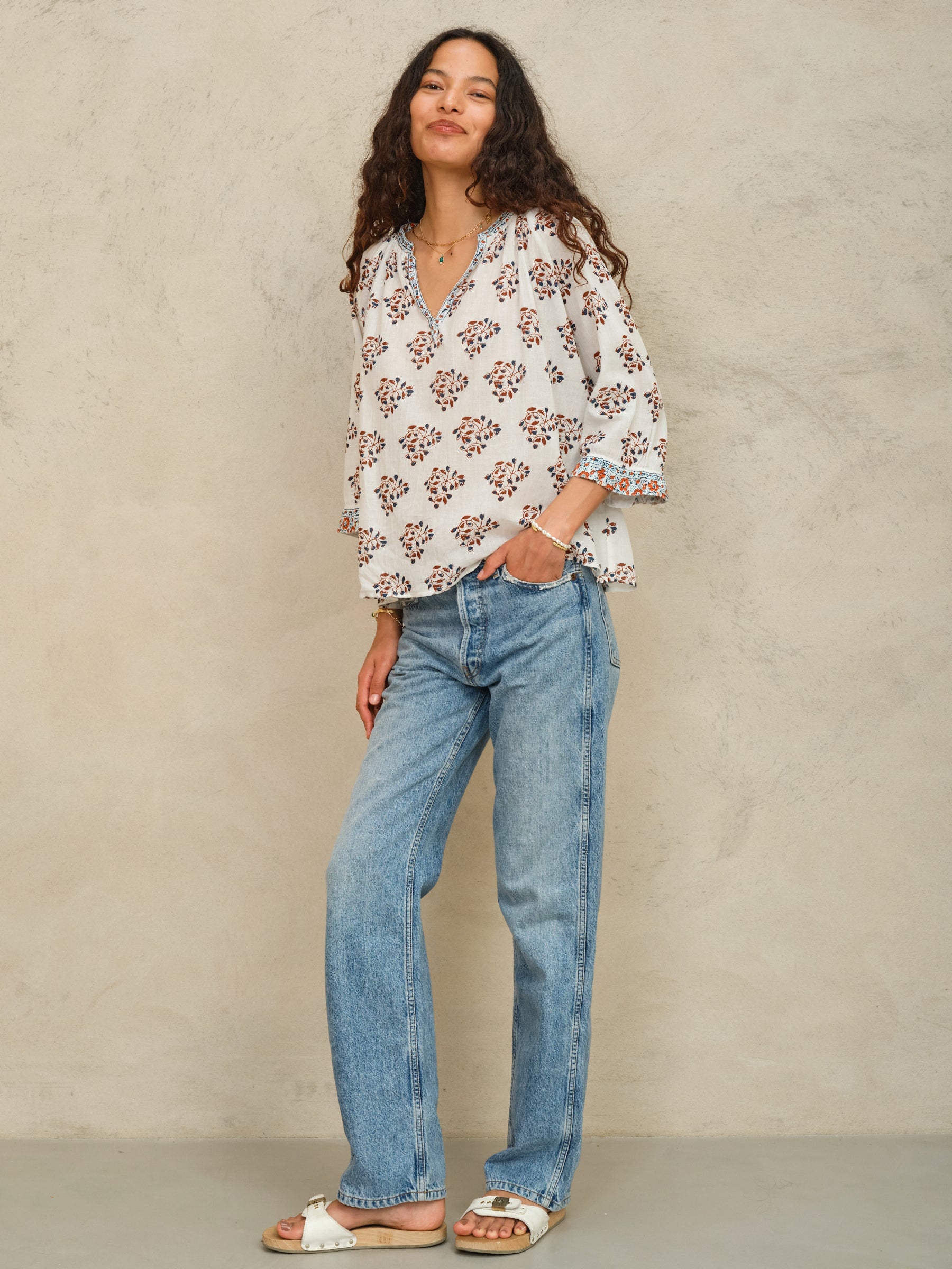 M.A.B.E Stella Long Sleeve Print Top