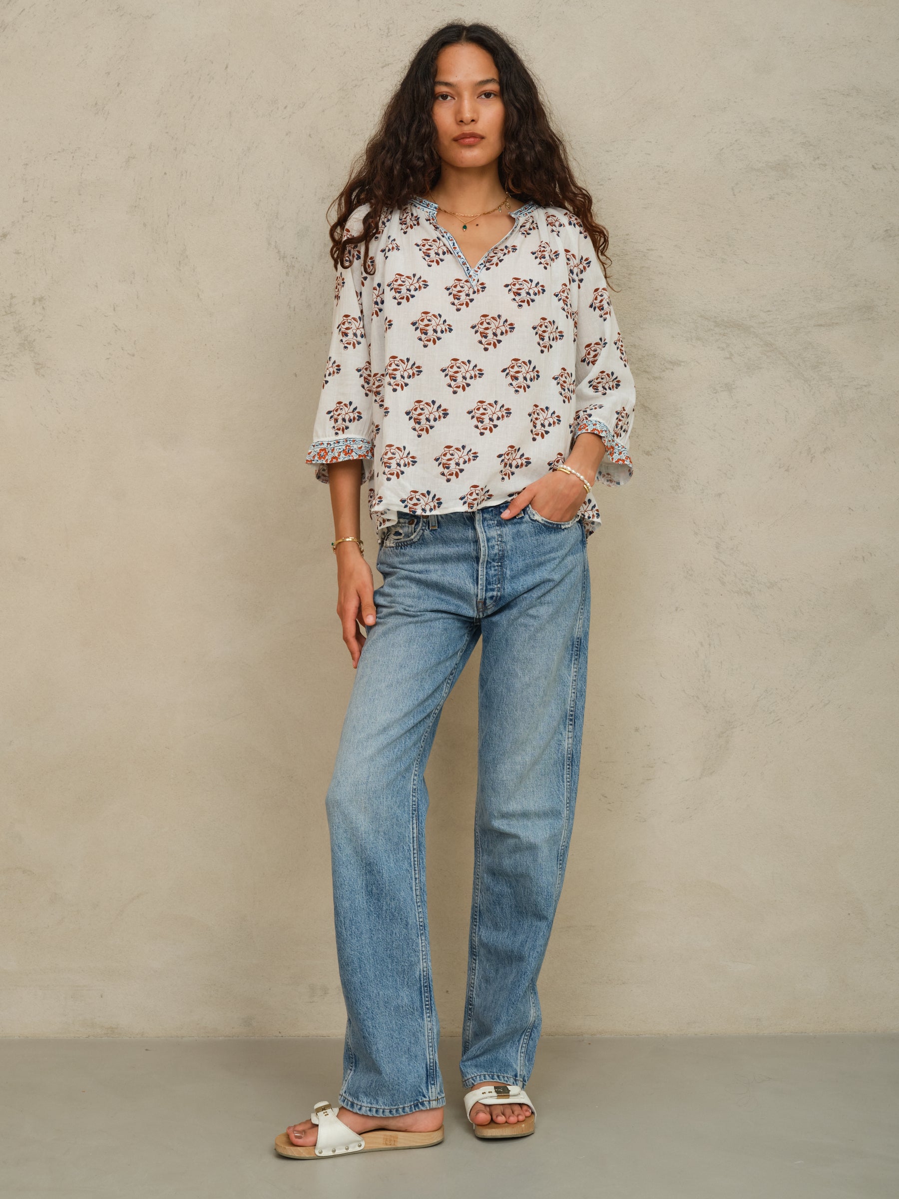M.A.B.E Stella Long Sleeve Print Top