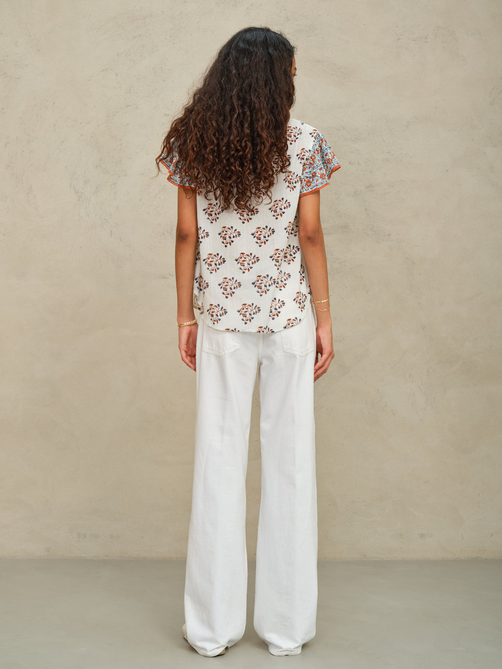 M.A.B.E Stella Short Sleeve Print Top