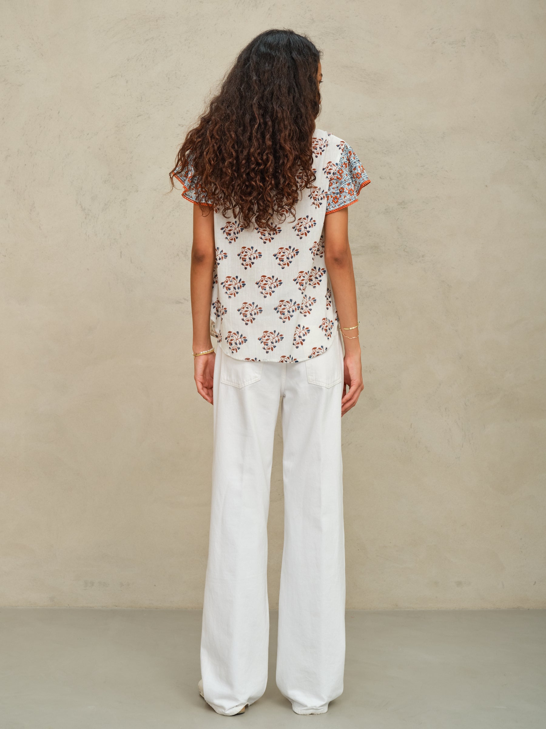 M.A.B.E Stella Short Sleeve Print Top