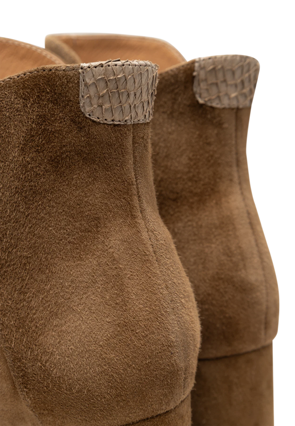 Woden Saga Block Heel Boots - Khaki