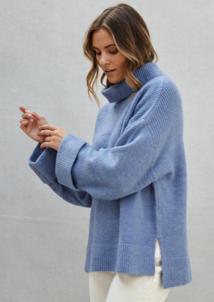 Charli Vanessa High Neck Sweater - Sky