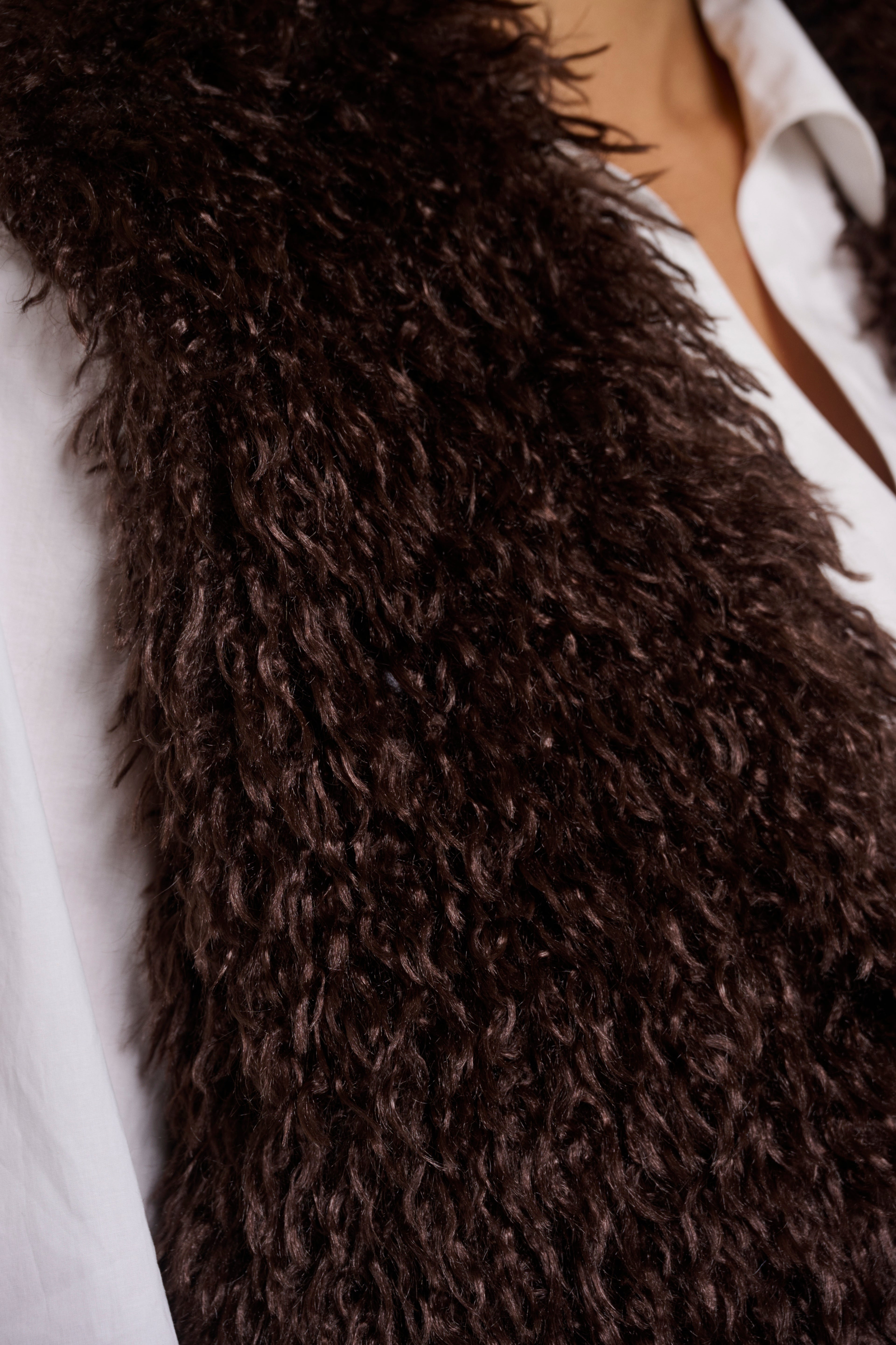 Rino & Pelle Sensy Faux Fur Waistcoat - Coffee