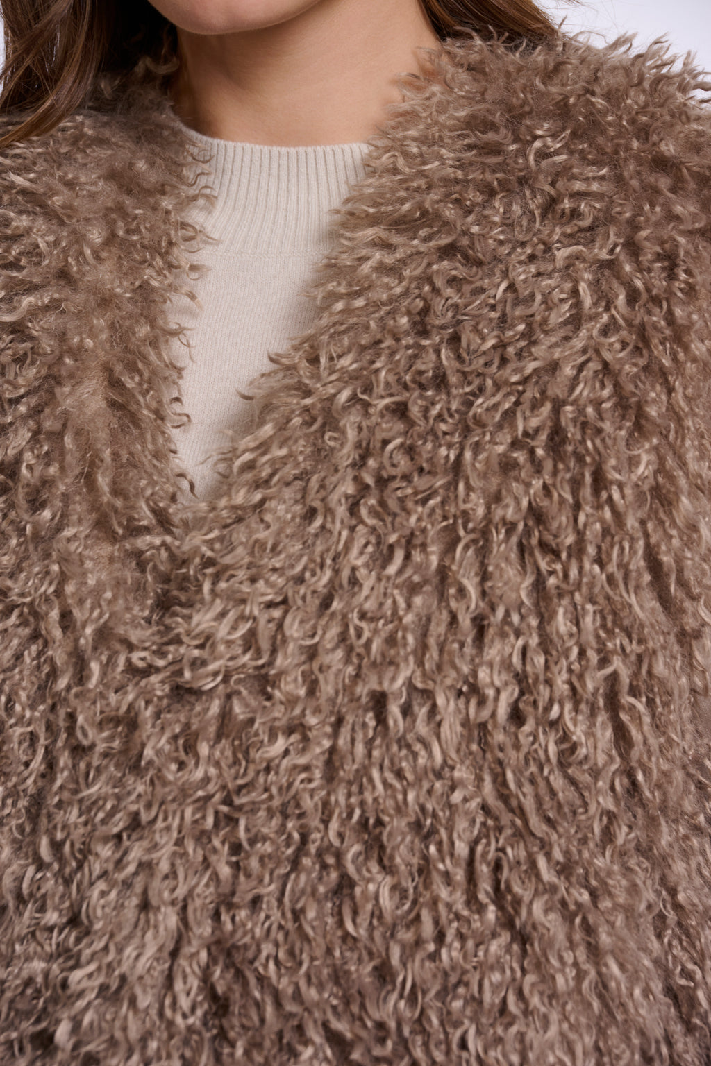 Rino & Pelle Sensy Faux Fur Waistcoat - Mocha