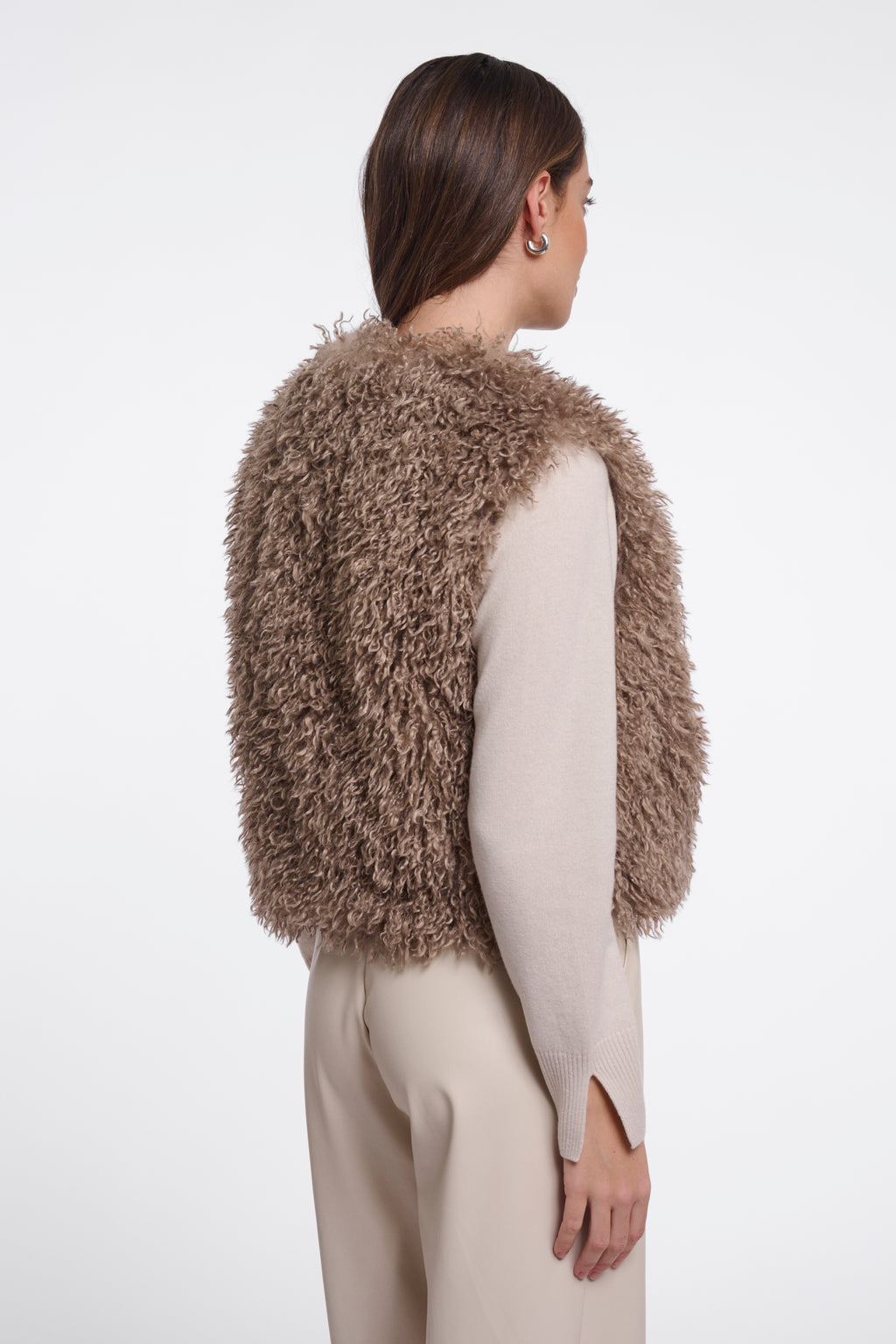 Rino & Pelle Sensy Faux Fur Waistcoat - Mocha