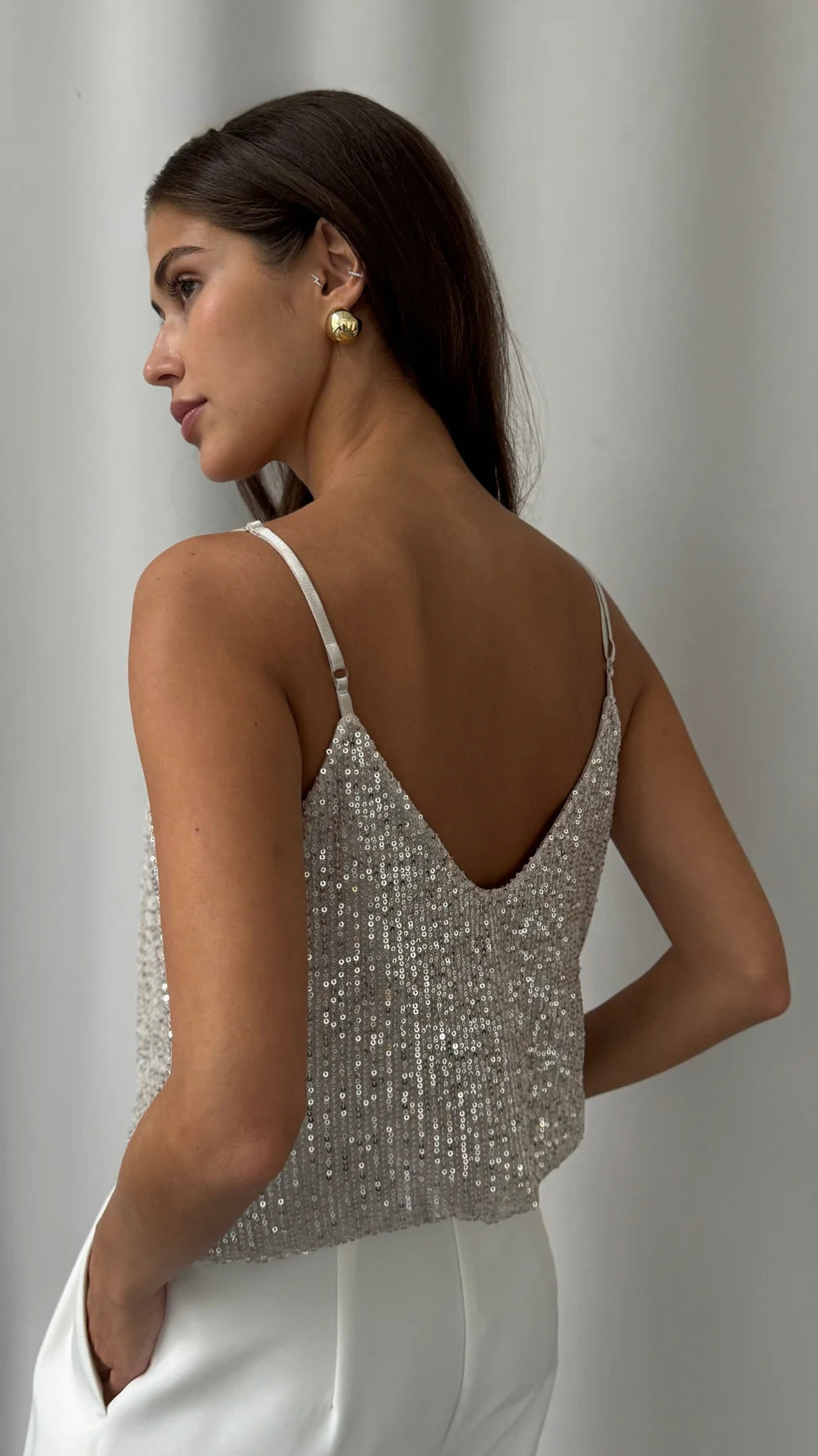 Charli Sienna Sequin Top - Silver