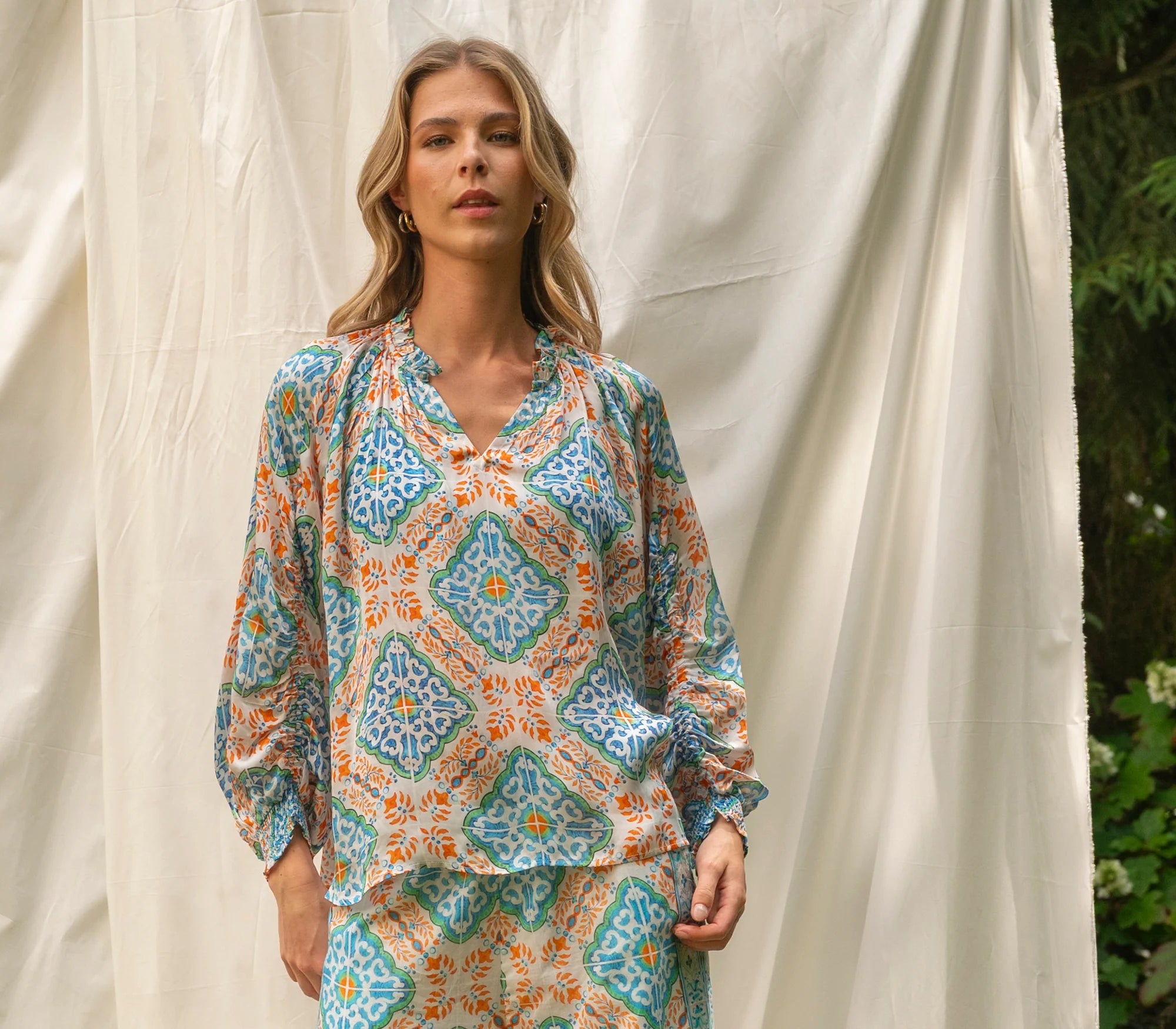 BRDR Tamara Blouse - Orange Tile