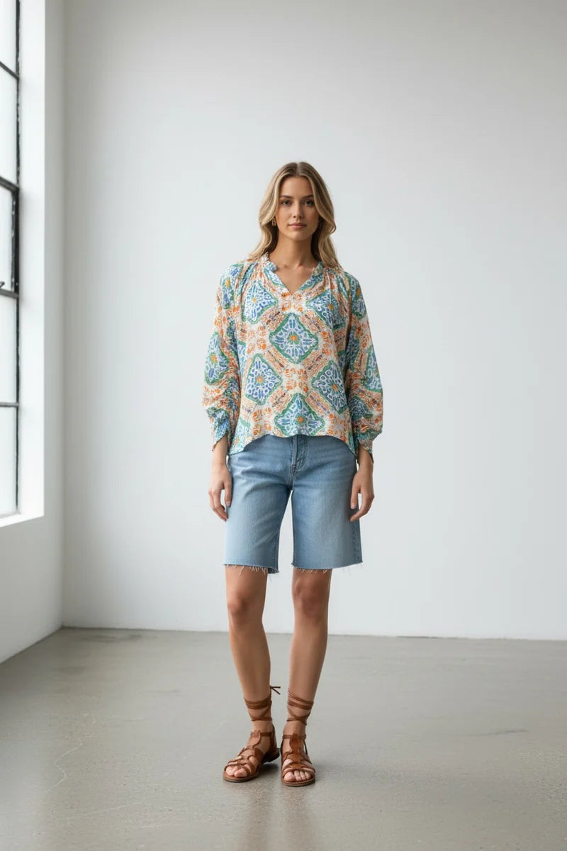 BRDR Tamara Blouse - Orange Tile