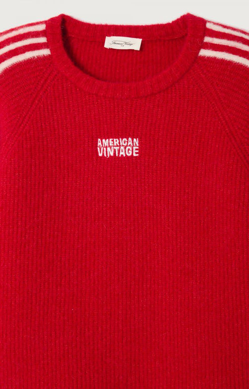 American Vintage Vitow Stripe Jumper - Carmine