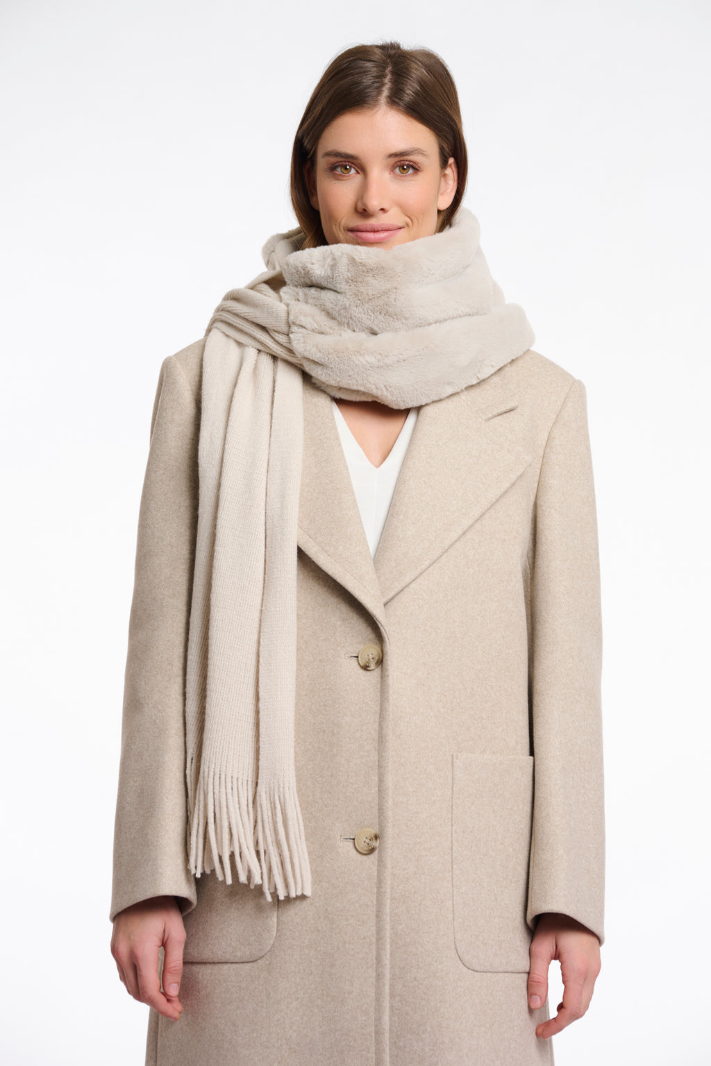 Rino & Pelle Vlien Fur Scarf - Birch