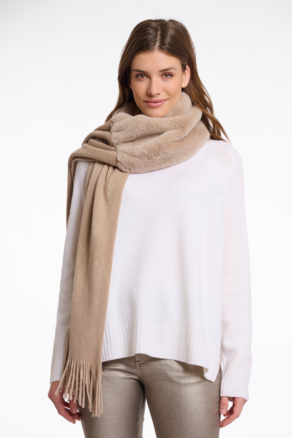 Rino & Pelle Vlien Fur Scarf - Oat