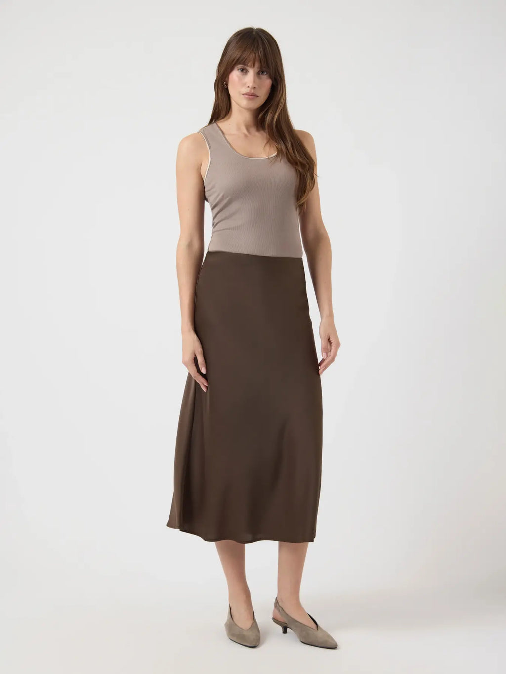 YAS Pella Midi Skirt - Chocolate