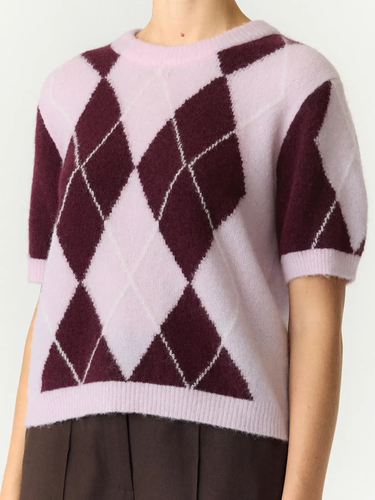 YAS Johi Short Sleeve Knit - Halequin Fig
