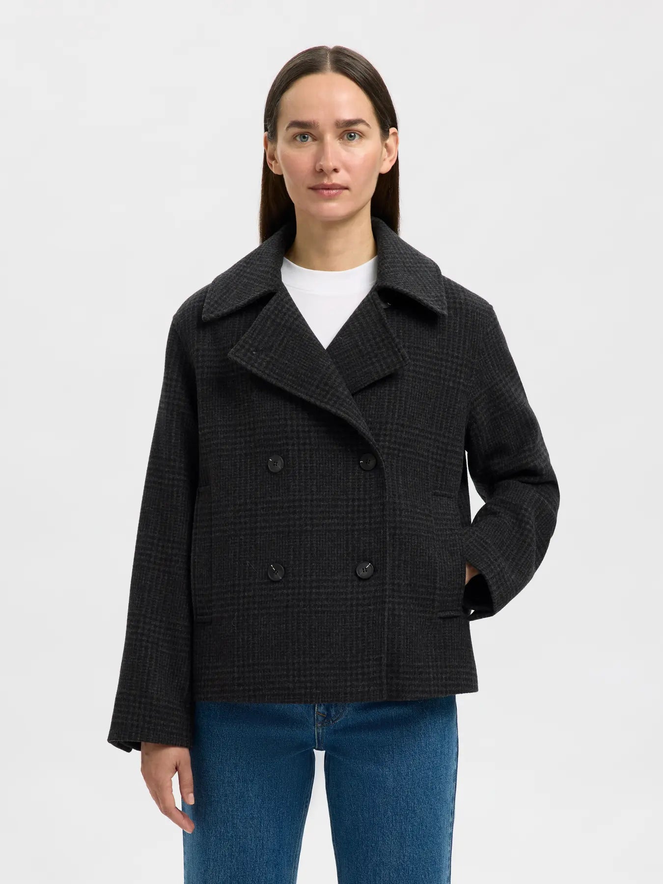 Selected Femme Alma Jacket - Black Check