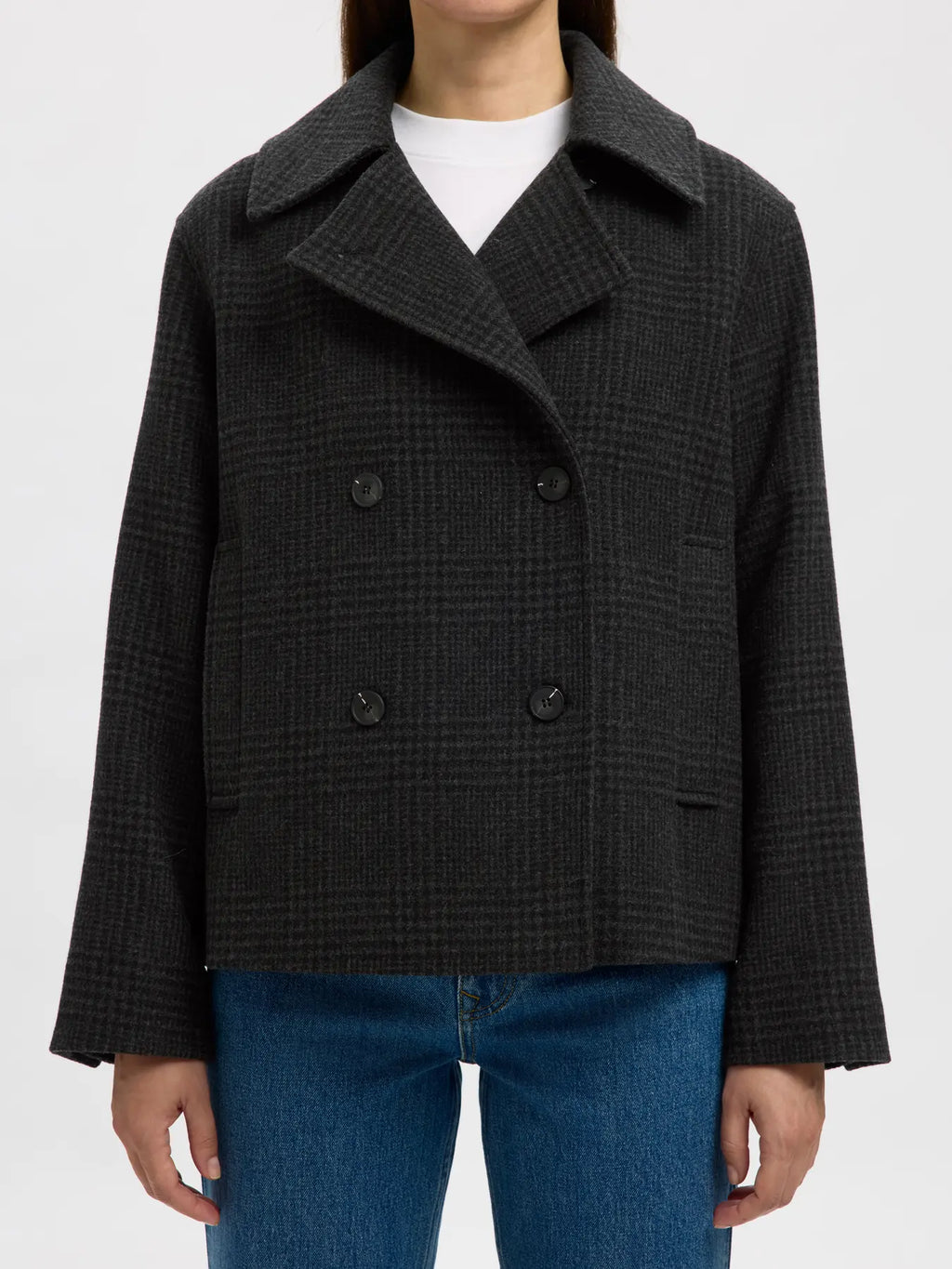 Selected Femme Alma Jacket - Black Check