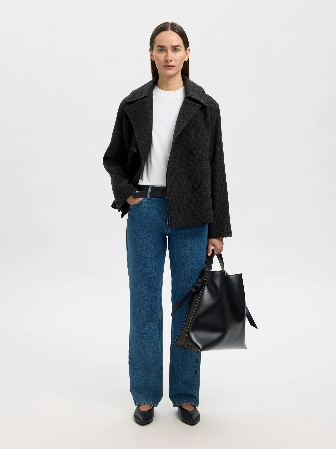 Selected Femme Alma Jacket - Black Check