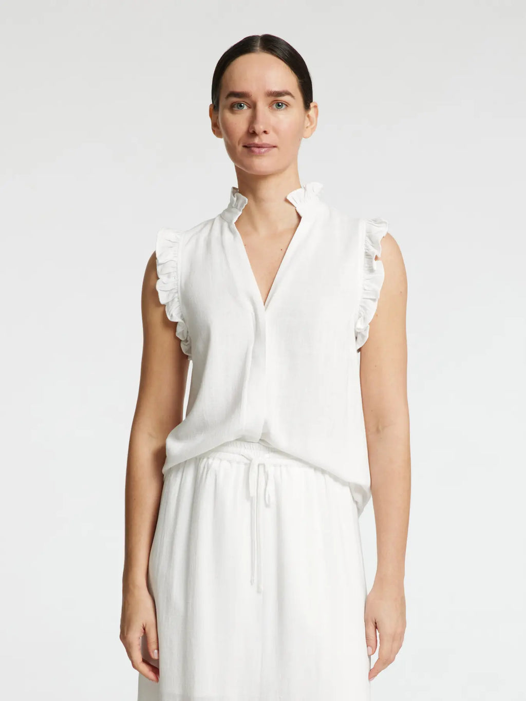 Selected Femme Viva Ruffle Top - Snow White