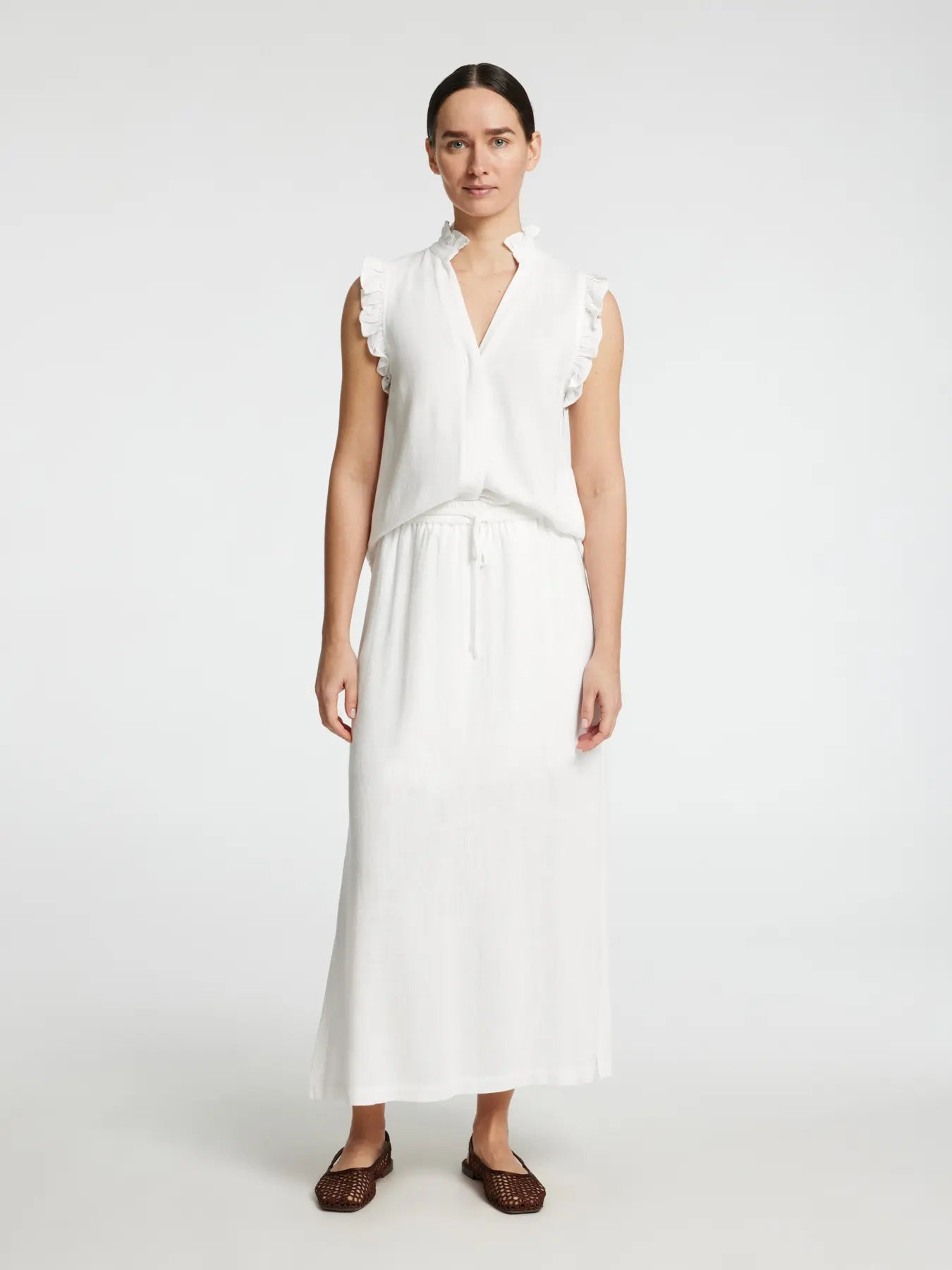 Selected Femme Viva Ruffle Top - Snow White