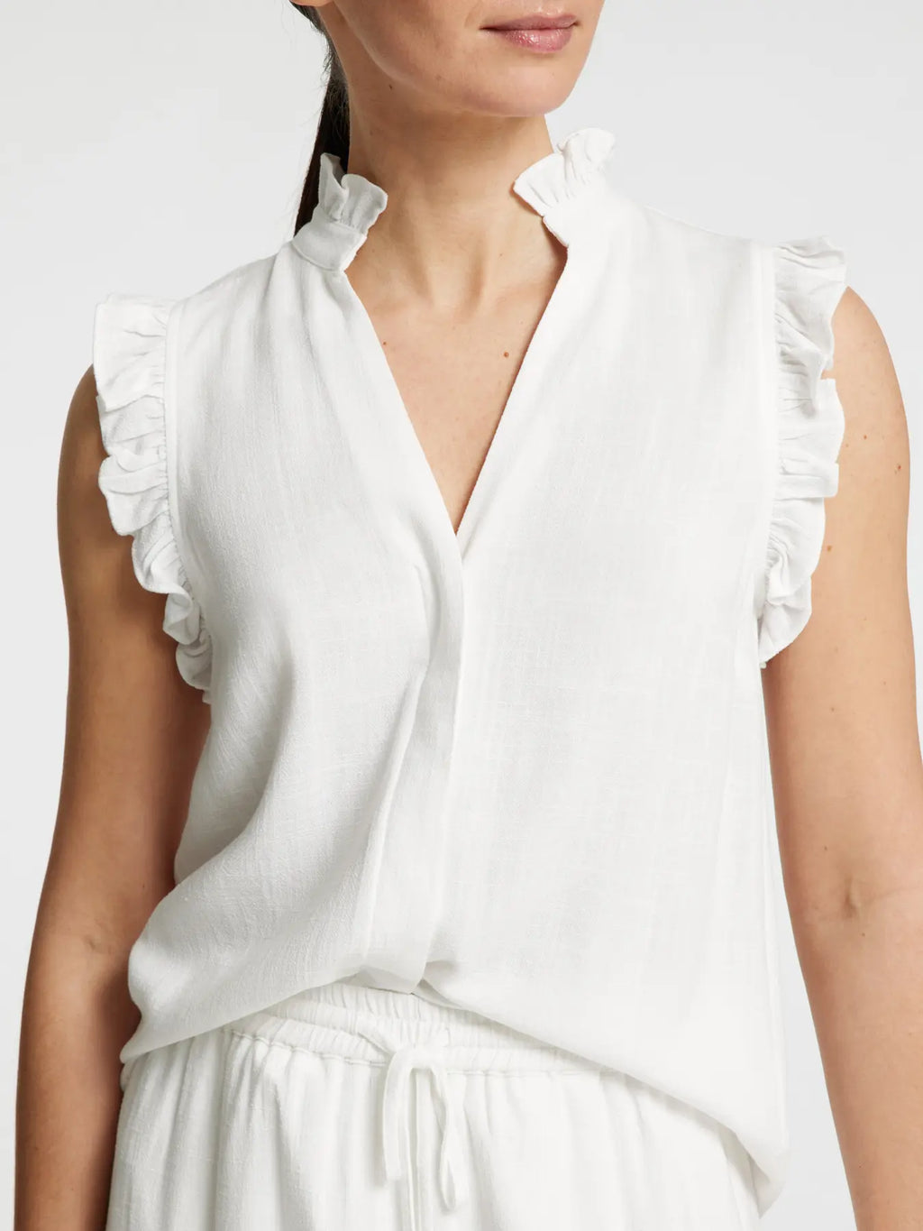 Selected Femme Viva Ruffle Top - Snow White
