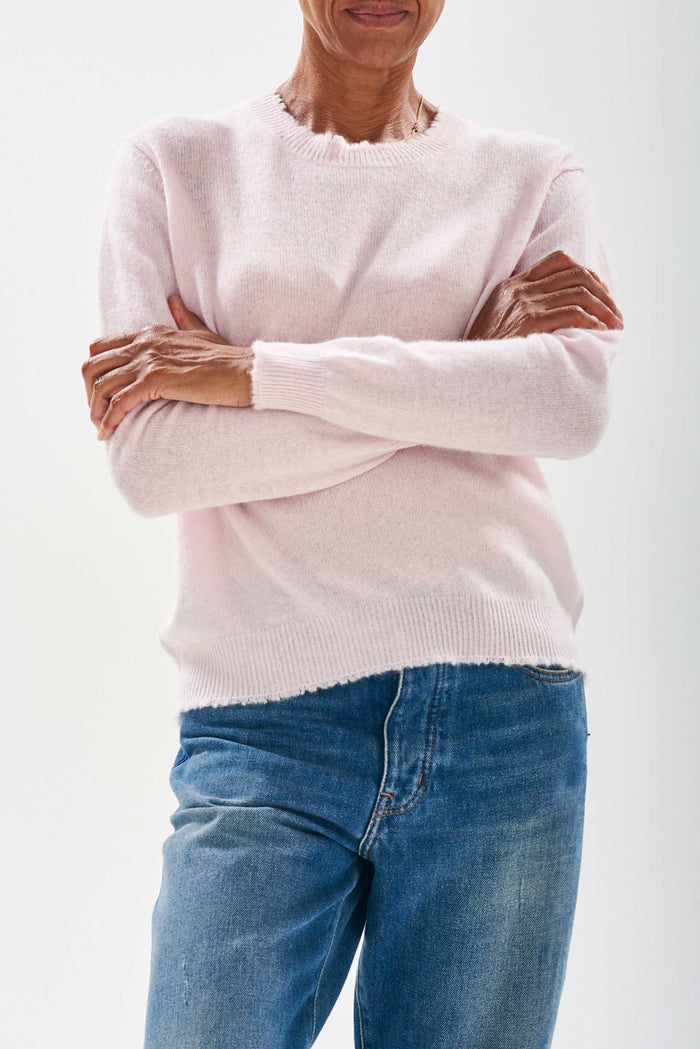 Jumper 1234 Distressed Crew Neck Jumper - Marshmallow