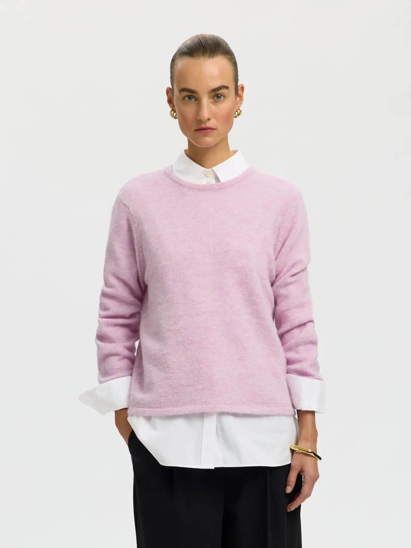Selected Lulu O Neck Jumper - Orchid