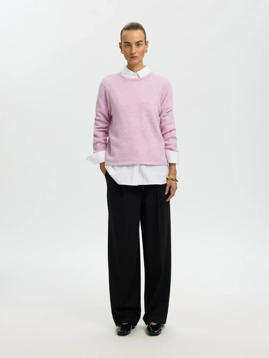 Selected Lulu O Neck Jumper - Orchid