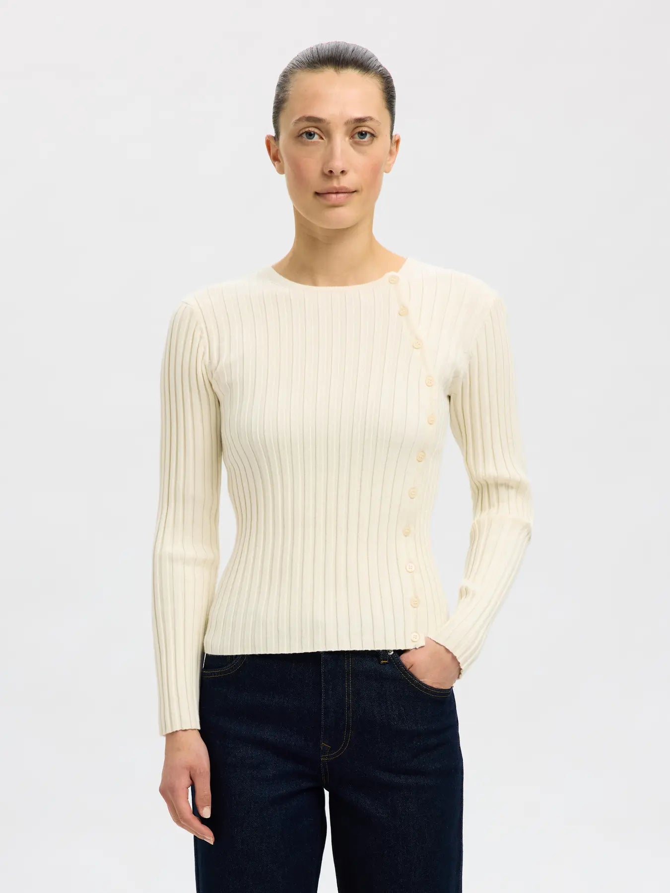 Selected Femme Helen Knit - White