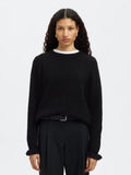 Selected Femme Lulu Frill Cuff Jumper - Black