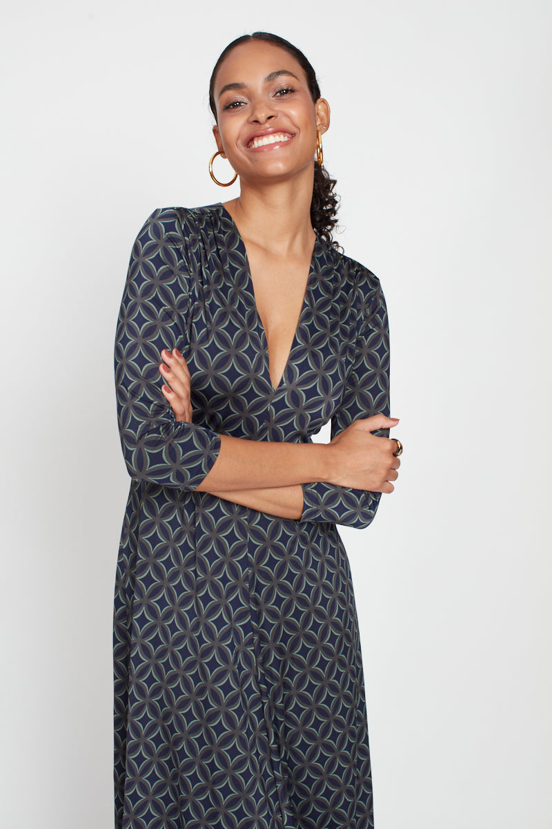 Onjenu Amy Dress - Geo Green Print