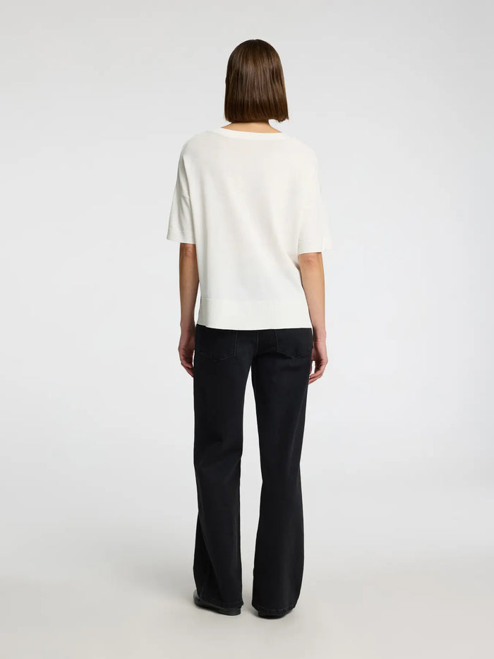 Selected Femme Willie Knit Tee - White