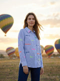 Vilagallo Striped Linen Shirt - Blue