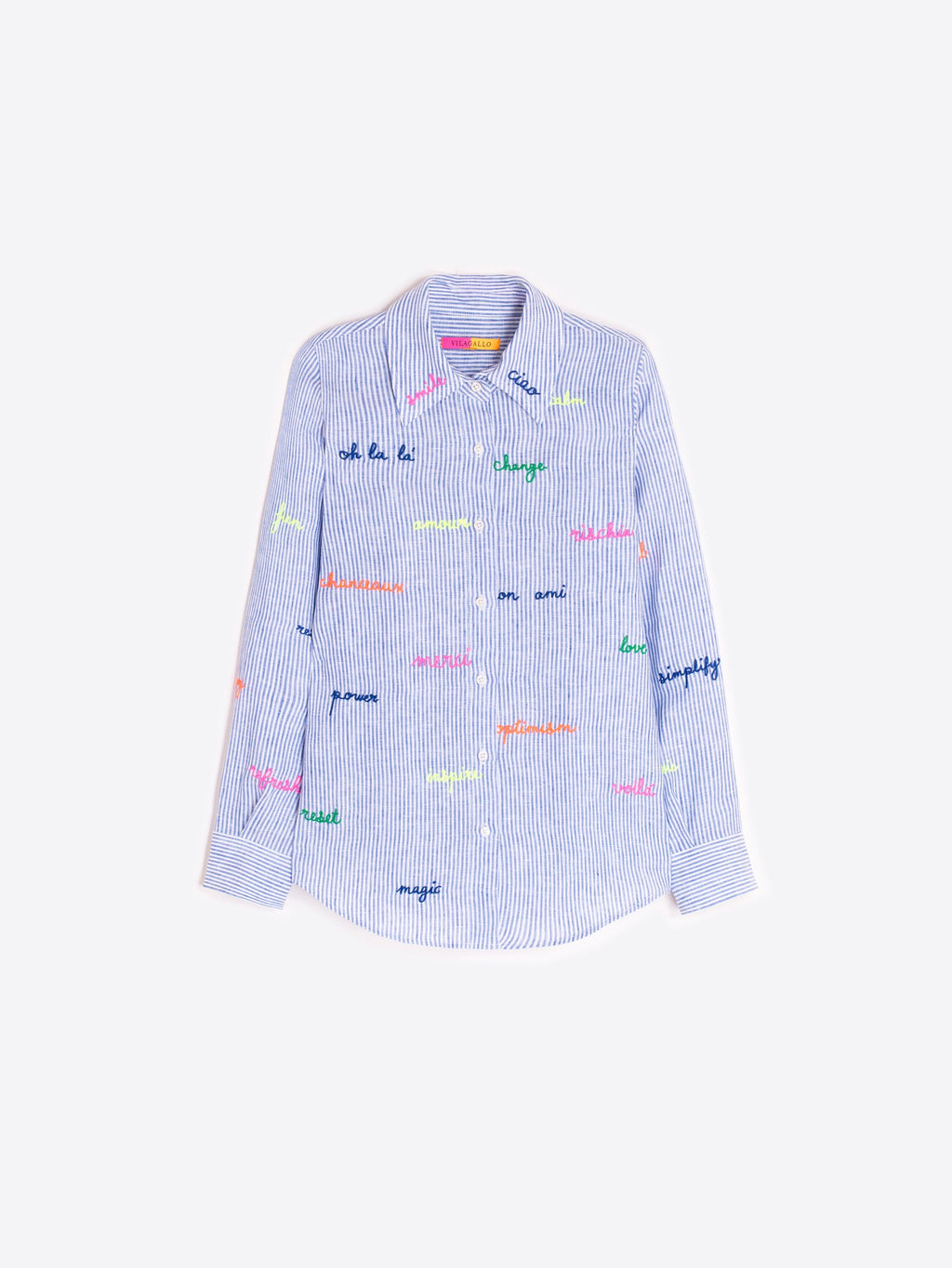 Vilagallo Striped Linen Shirt - Blue