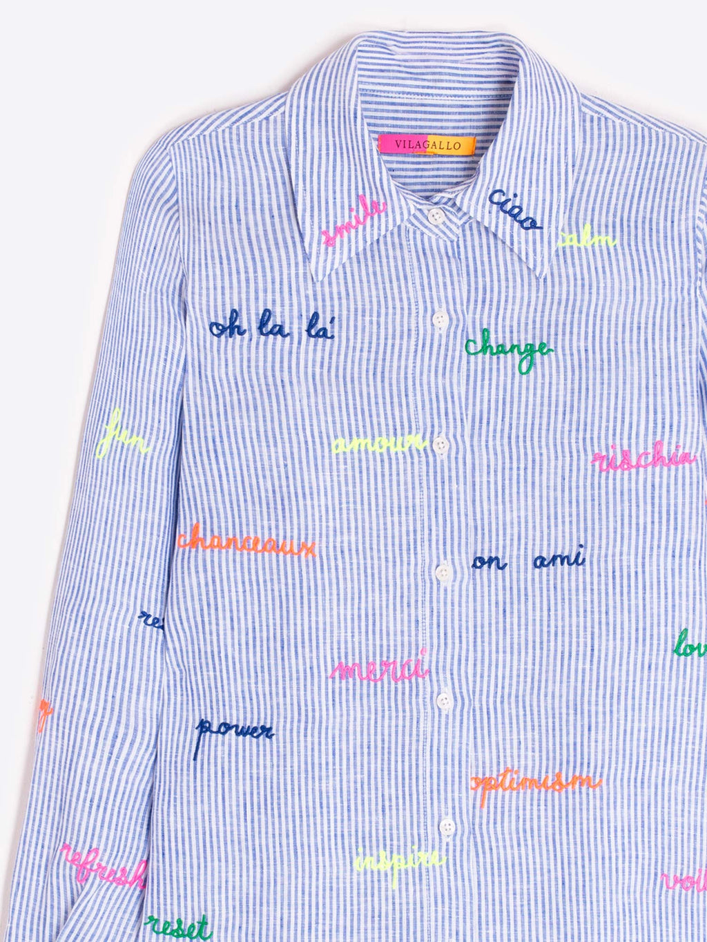 Vilagallo Striped Linen Shirt - Blue