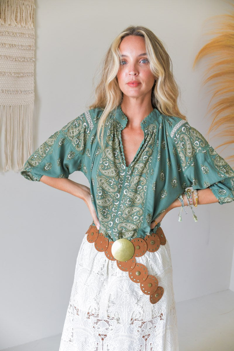 Jaase Montie Blouse - Viridian Print