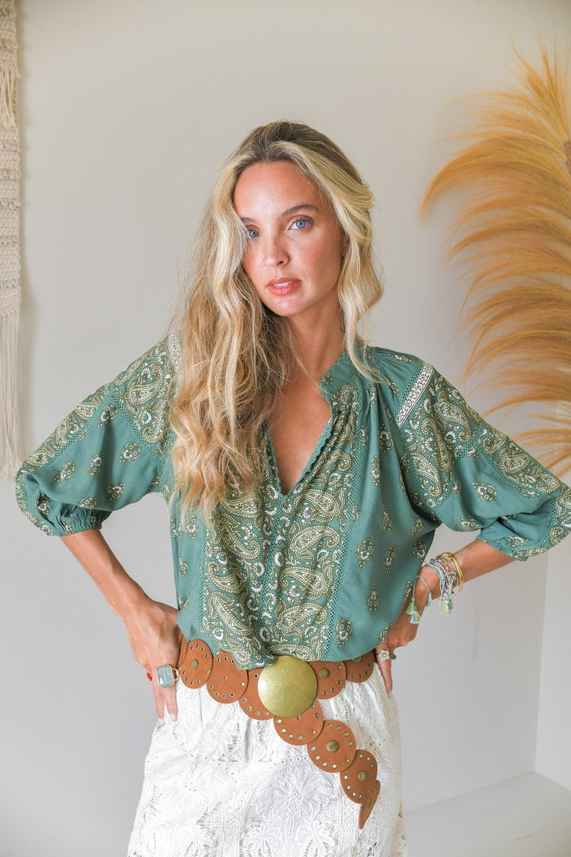 Jaase Montie Blouse - Viridian Print